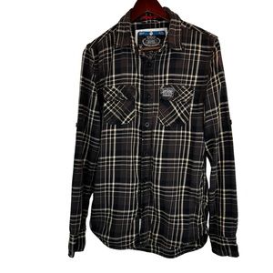 SUPERDRY Long Sleeve Button Down Plaid Shirt Size Medium